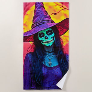 Toalha De Praia Bruxa do Halloween com Design