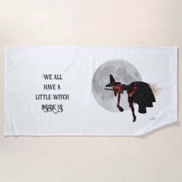 Toalha De Praia Bruxa Tipsy Sobre A Torre De Broom Beach Voadora