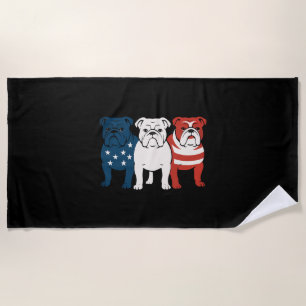 Toalha De Praia Bulldog 4 de Julho Amante de Cães Homens mulheres 