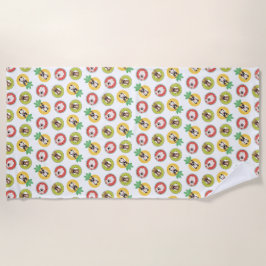 Toalha De Praia Bulldog Francês Em Padrões De Piscina De Fruta