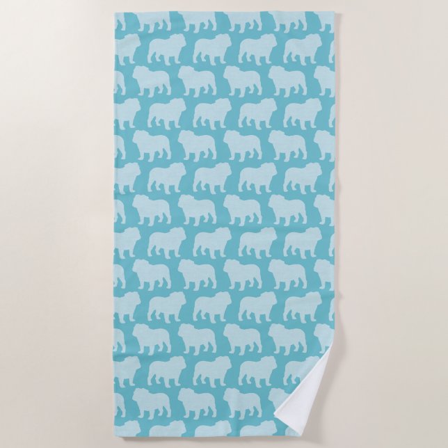 Toalha De Praia Bulldog Silhouettes Pattern (Frente)