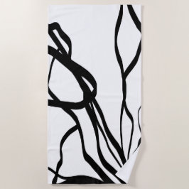 Toalha De Praia Buquê Blanc: Abstrato branco e preto