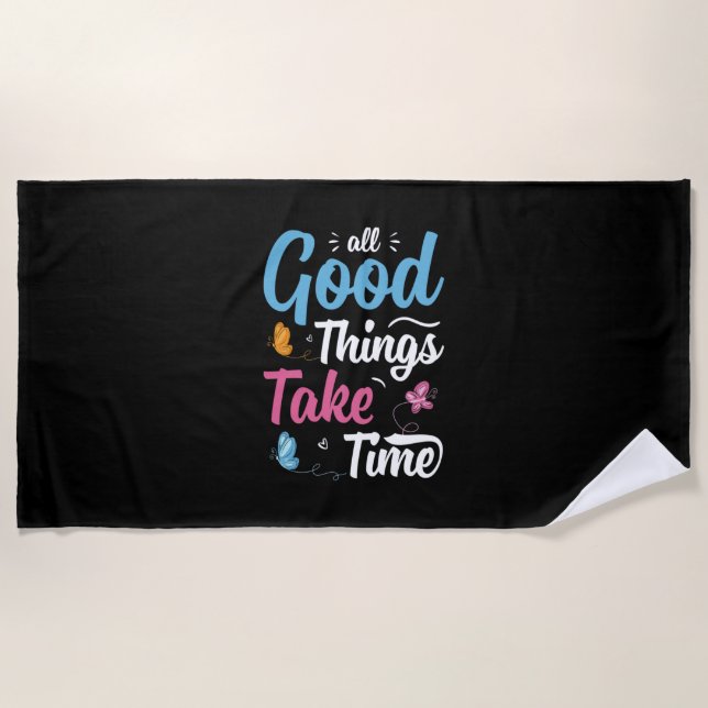 Toalha De Praia Butterfly Gift | All Good Things Take Time (Frente)