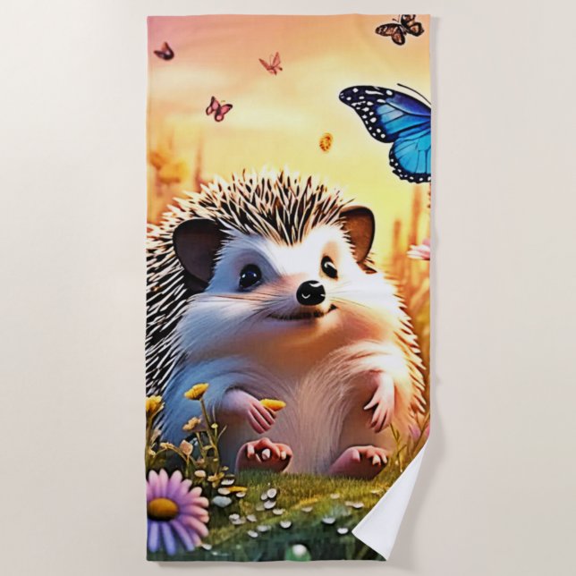 Toalha De Praia Butterfly Hedgehog Art (Frente)