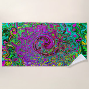 Toalha De Praia Cabeça de Abstrato para Retro Líquido Roxo
