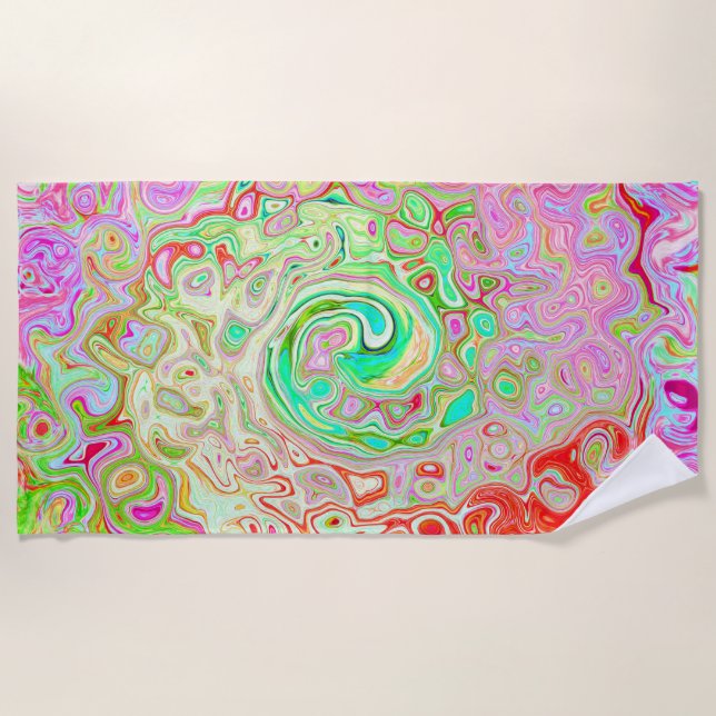 Toalha De Praia Cabeça de Abstrato retrógrada do pasto verde (Frente)