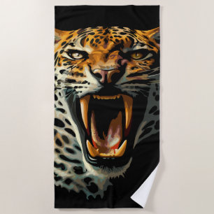 Toalha De Praia Cabeça de ataque com picos-leopardo