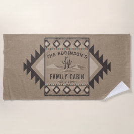 Toalha De Praia Cabina da Família Rustic Southwest Native Cactus