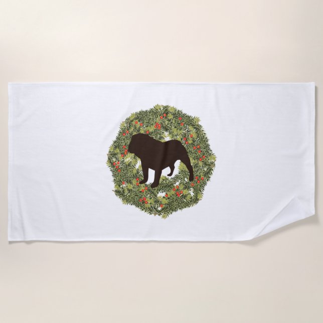 Toalha De Praia Cachorro-Bulldog de Sombra Silhouta em uma Terra (Frente)