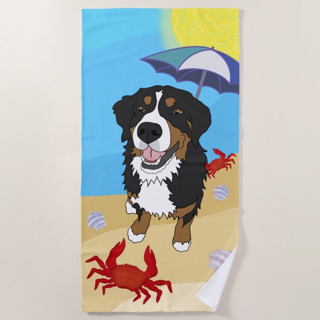Toalha De Praia Cachorro da Montanha Bernese (Frente)
