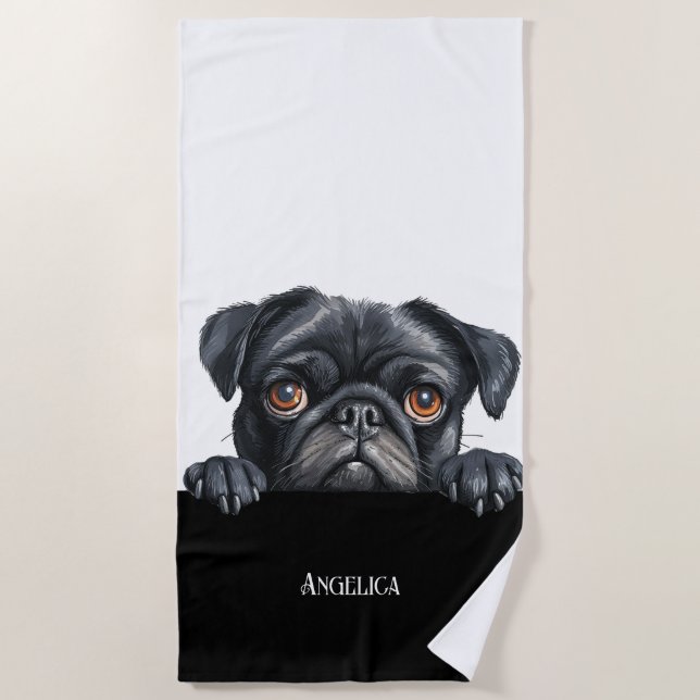 Toalha De Praia Cachorro de cachorro ganhando piscina de verão (Frente)