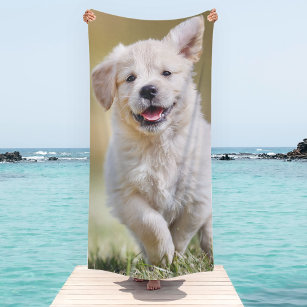 Toalha De Praia Cachorro Personalizado De Fotografia Cute Puppy