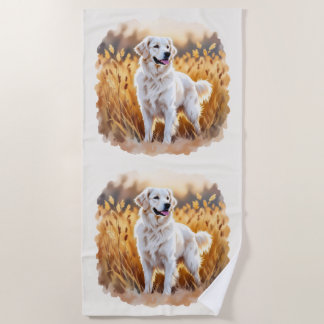 Toalha De Praia Cachorro Retriever Golden Branco