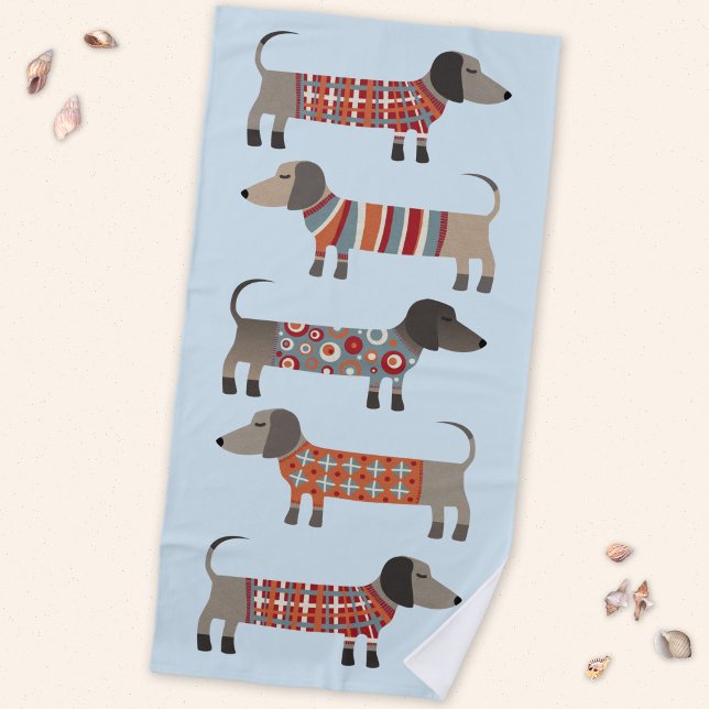 Toalha De Praia Cachorro Salsicha Dachshund (Dachshund Wiener Sausage Dog beach towel)