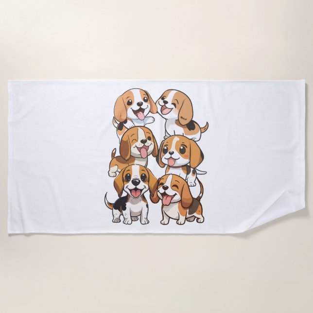 Toalha De Praia cachorros beagle felizes (Frente)
