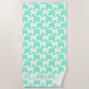 Toalha De Praia Cachorros Brancos Dogs Houndstooth Nome Beach Towe