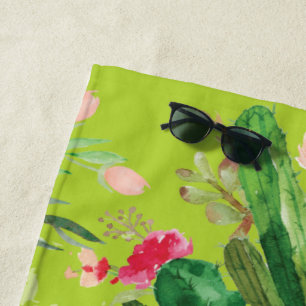 Toalha De Praia Cacto Pastel floral