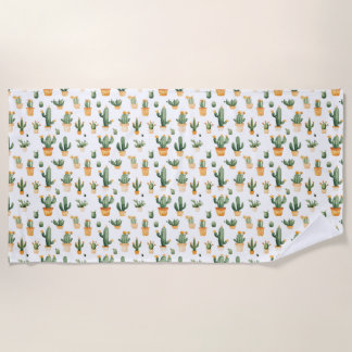 Toalha De Praia Cactus Potado em Branco