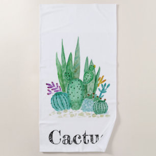 Toalha De Praia Cactus watercolor cactos flores do deserto floral