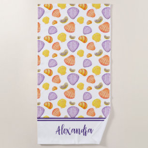 Toalha De Praia Cadeias de Aquarelas com Nome Beach Towel