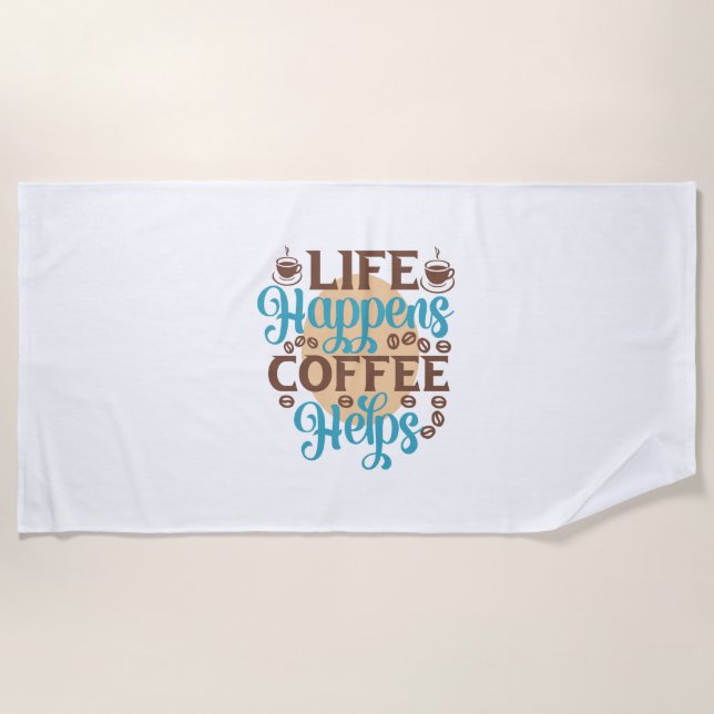 Toalha De Praia Café Arte Acontece Café Ajuda (Frente)