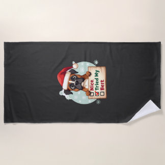 Toalha De Praia Caixa de cachorro fofo de Natal Legal Tentei o meu