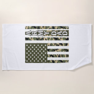 Toalha De Praia Camisa Camuflada de Papai do Exército Bandeira Ame