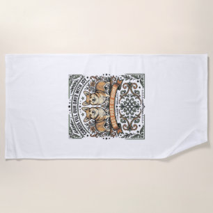 Toalha De Praia Camisa de Amante de Corgi Gravura Vintage Desenho