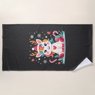 Toalha De Praia Camisa de Natal Fofo Meninas Mulheres Xmas Unicórn