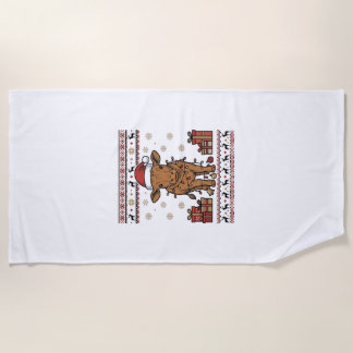 Toalha De Praia Camisa de Natal Vintage Vaca Festa Vetorial Design
