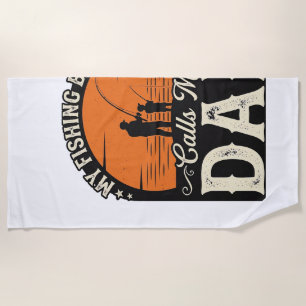 Toalha De Praia Camisa de Pai Amigo de Pesca Vintage Design_1