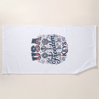 Toalha De Praia Camisa de Vetor de Teclas da Liberdade Patriótica
