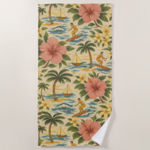 Camisa havaiana estampada de meados do século XX d