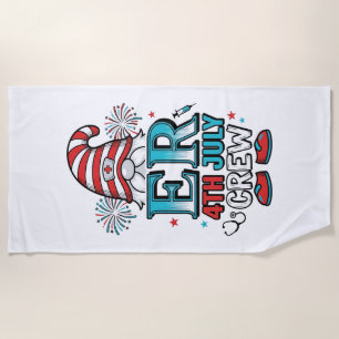 Toalha De Praia Camisa Patriótica Gnome ER 4 de Julho Design_1