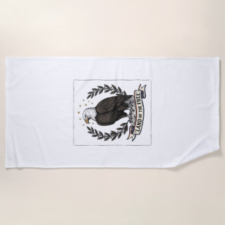 Toalha De Praia Camisa Patriótica Vintage Eagle Terra dos Livres D