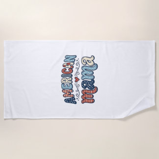 Toalha De Praia Camisa Patriótica Vintage Mama Americana Design_1