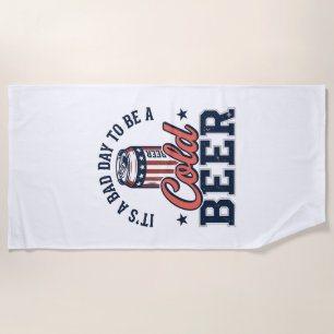 Toalha De Praia Camisa Vetorial Vintage de Cerveja Fria Patriótica
