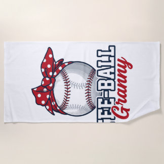 Toalha De Praia Camisa Vintage de Beisebol de Bola de Tê da Vovó_1