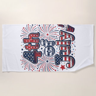 Toalha De Praia Camisa Vintage de Fogos de Artifício Patrióticos d