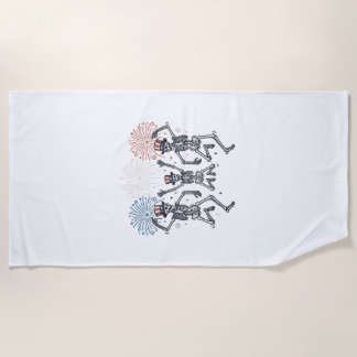 Toalha De Praia Camisa Vintage de Fogueira de Esqueleto Dançante P