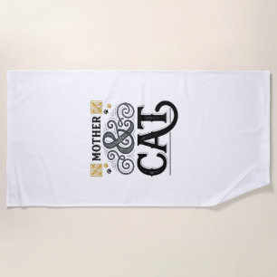 Toalha De Praia Camisa Vintage Mãe Gato Design para Gatas Mães_1