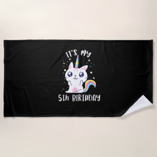 Toalha De Praia Camiseta Caticorn Kawaii Gato Unicórnio Idade 5