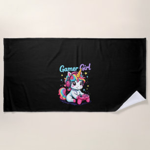 Toalha De Praia Camiseta sem Manga Feminina Gamer Girl Unicórnio G