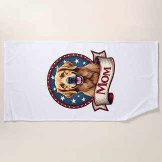 Toalha De Praia Camiseta Vintage de Mãe de Cachorro Patriota Golde