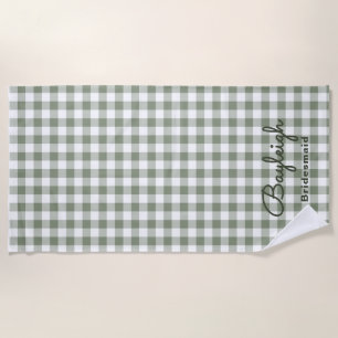 Toalha De Praia Camping Green Checkered Bridesmaid