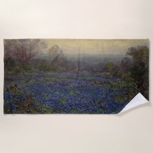 Toalha De Praia Campo de flores de Bluebonnet (paisagem rural)