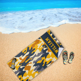 Toalha de Praia Camuflada Verde Exército com Nome