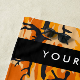 Toalha De Praia Camuflagem Laranja Seu nome Personaliza