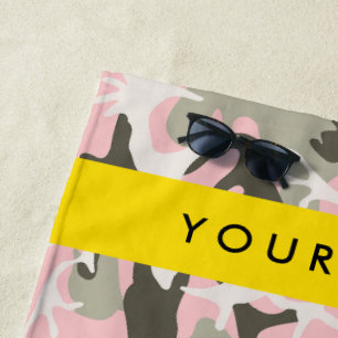 Toalha De Praia Camuflagem Rosa e Verde Personalize seu nome