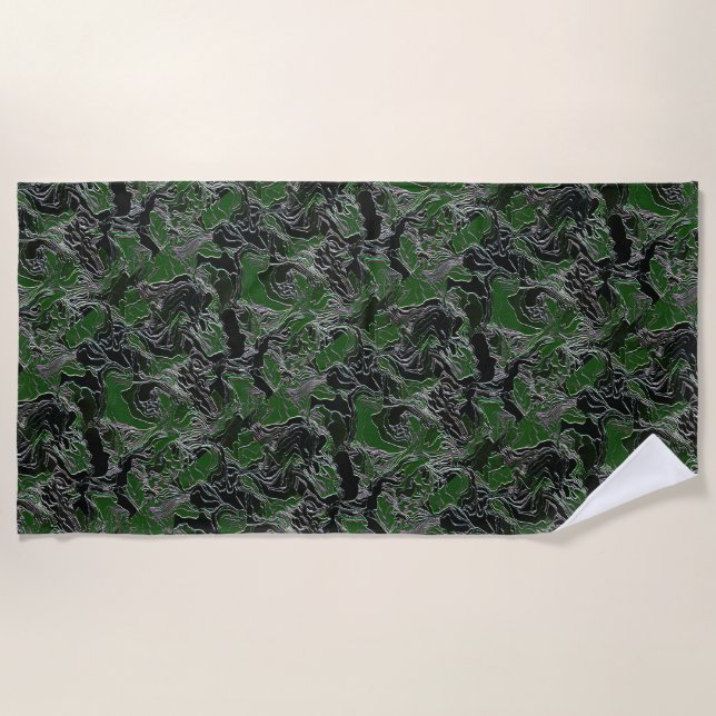 Toalha De Praia Camuflagem Verde Funky (Frente)